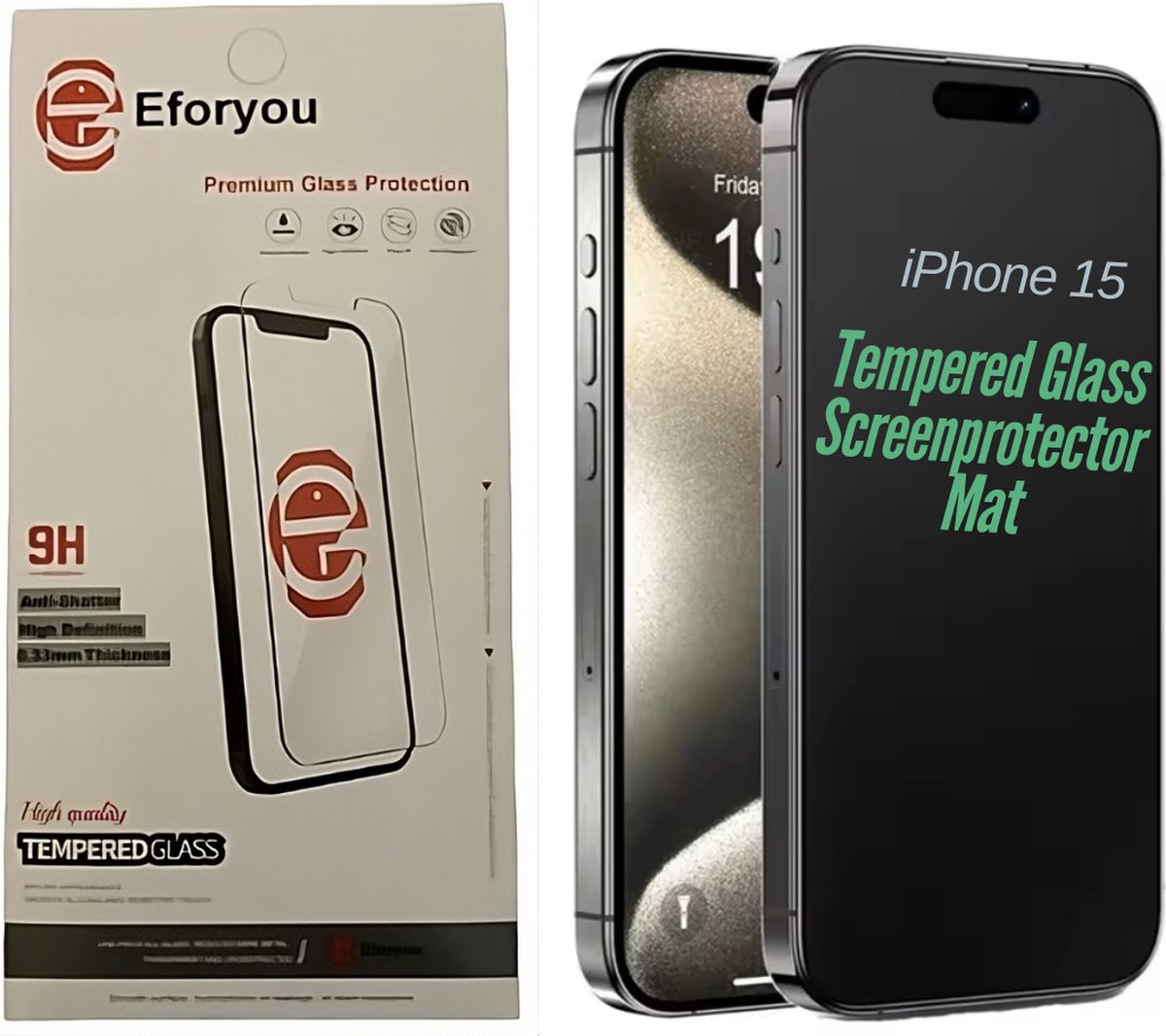 Geschikt voor iPhone 15 Tempered Glass Screenprotector - Mat