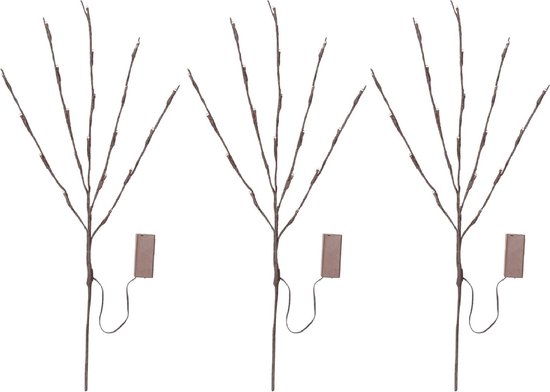 Paastakken - Paasboom - Decoratie takken met LED licht op batterij - Takken met verlichting - Kerstverlichting op batterij - Kerstversiering voor binnen - Takkenbos - 3 stuks - Warm wit