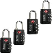 Dutch Quality® TSA Kofferslot 3-Cijferig - Cijferslot - Reisslot (4-pack) - Set van 4 - tsa slot - bagageslot - zwart