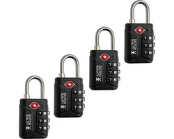 Dutch Quality® TSA Kofferslot 3-Cijferig - Cijferslot - Reisslot (4-pack) - Set van 4 - tsa slot - bagageslot - zwart