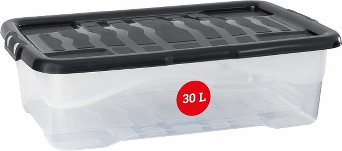 Doorzichtige opbergbox met deksel 30L | Stapelbaar | Transparant | Topkwaliteit