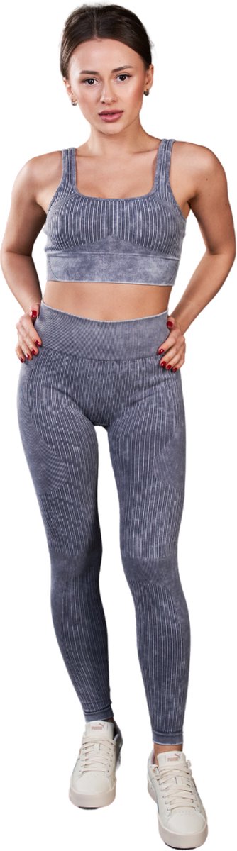Sportset - Sport legging + Sport top - Legging en top - Fitnesskleding - Yoga kleding - Fitness set - Leggings - Sport BH - Topje - Sportoutfit dames - Yoga kleding - Sport beha - Crop top - L/XL