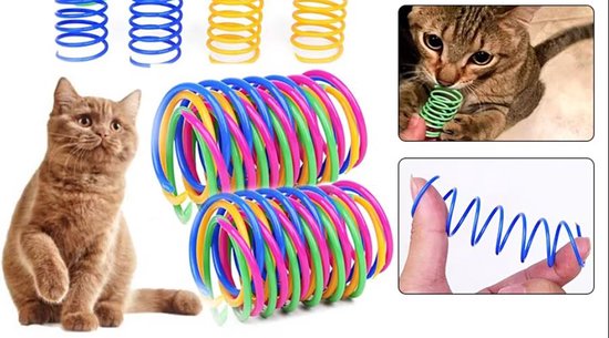 Springveer Katten Kattenveertjes - Gekleurd - 5 stuks | Kattenspeeltjes - Springveer ...
