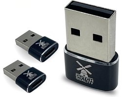 Dutch Quality® USB-A naar USB-C Adapter (3-pack) - Universele Converter Hub - Set van 3 Stuks