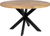 EL mango - Ronde eettafel - 130 cm - spin poot - mango hout dik blad