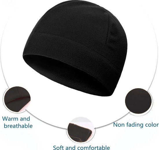 YONO Thermo Muts - Helmmuts Fleece - Fiets Muts voor onder Helm - Heren en Dames - Winter - Zomer - Zwart van Merkloos — afbeelding 4