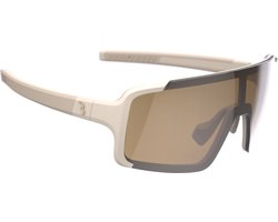 BBB Cycling Chester Narrow Fietsbril Heren en Dames - Sportbril Voor Smal Gezicht - Wielrenbril Met Grote Lens - Rubberen Pootjes - Mat Almond Amber - BSG-73