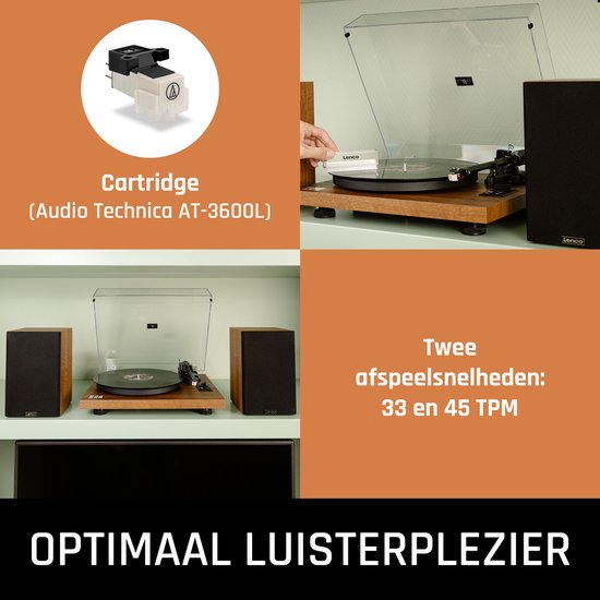 Lenco Platenspeler met Bluetooth - Twee externe Speakers - Ingebouwde Versterker - LS-480WD - Hout — afbeelding 2