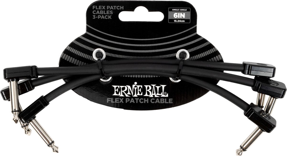 Ernie Ball 6444 Flex Patch Black 3-Pack patchkabels 15 cm (set van 3)