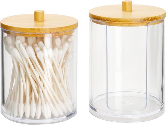 SwirlColor Wattenstaafjeshouder voor reizen, 2 stuks draagbare kleine wattenstaafjeshouder, doorzichtige plastic wattenstaafjesdispenserdoos met stofdicht deksel voor haarbanden, tandenstokers