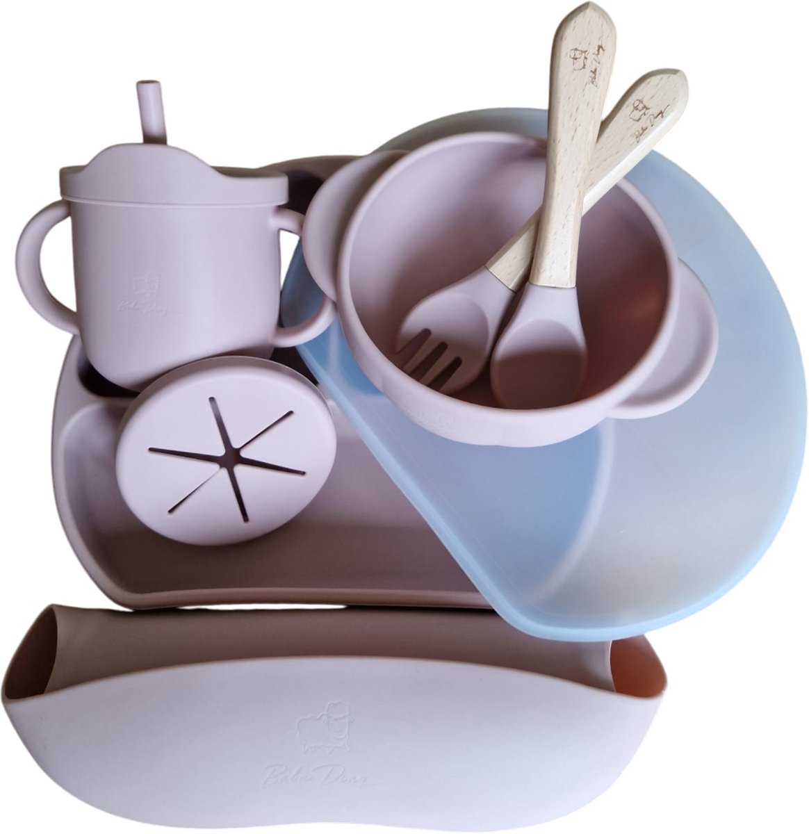 Goedkoopste Baba Ding - Kinderserviesset - Siliconen baby servies - BPA-vrij - Beker - kraam cadeau - Bestek - Verdeelbord - Roze