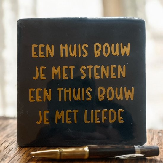 Tuile de Hip avec texte - Vous construisez une maison avec des pierres - Blauw foncé - Dicton - Cadeau - Cadeau - Cadeau - Pendaison de crémaillère - Vacances
