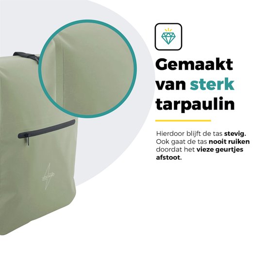 Voltano Luxe Fietstas / Rugtas 28L - Mint Groen - Enkele Pakaftas - 100% Waterdicht - Met Laptop Compartiment