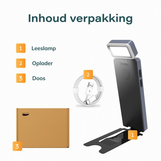 LED Leeslampje met klem - 80 uur leesplezier - Leeslamp voor boek en in bed - Dimbare klemlamp - Oplaadbaar via USB-C - Klemspot - 3 Lichtstanden - Soft & Silky van Merkloos — afbeelding 5