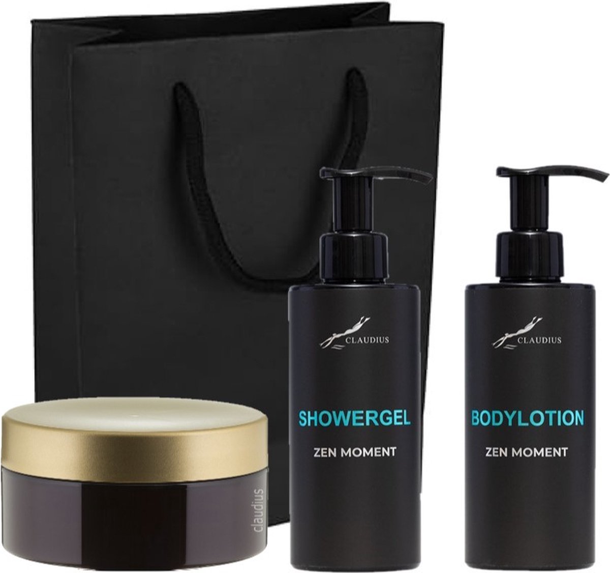 Goedkoopste Douchepakket Zen Moment - Shower & wash Bodylotion Scrubzout 300 gram - 300 ml per fles - set van 2 stuks - met luxe gift tas - kerst cadeau - giftset voor hem en haar
