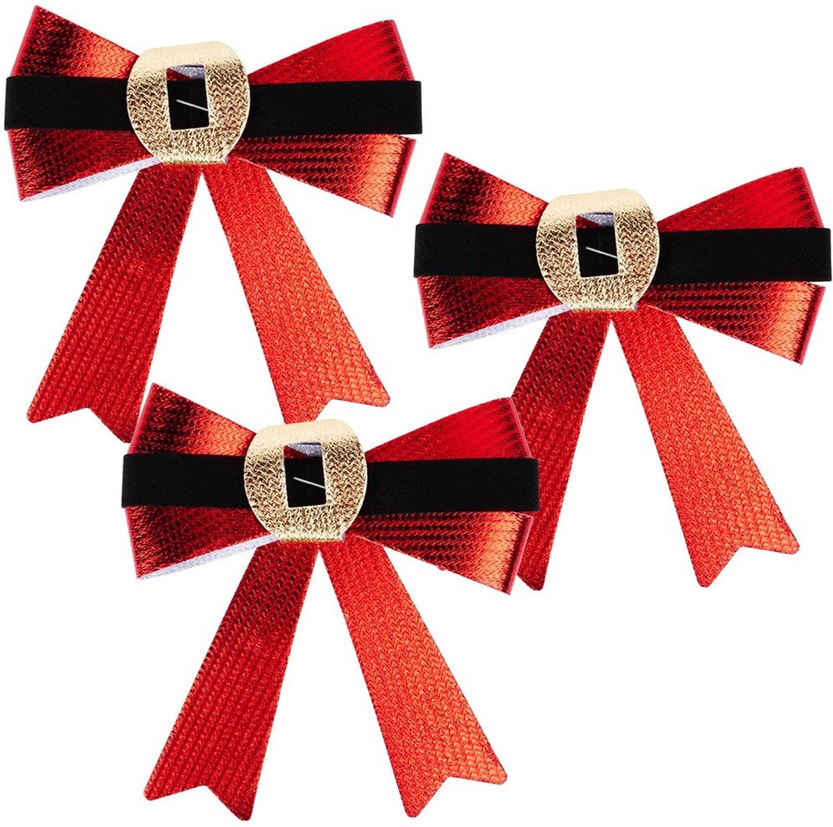 Decoratieve Strik Kerst 10x10 cm 3 stuks - Kerststrik - Decoratie - Kerst voor Kerstboom