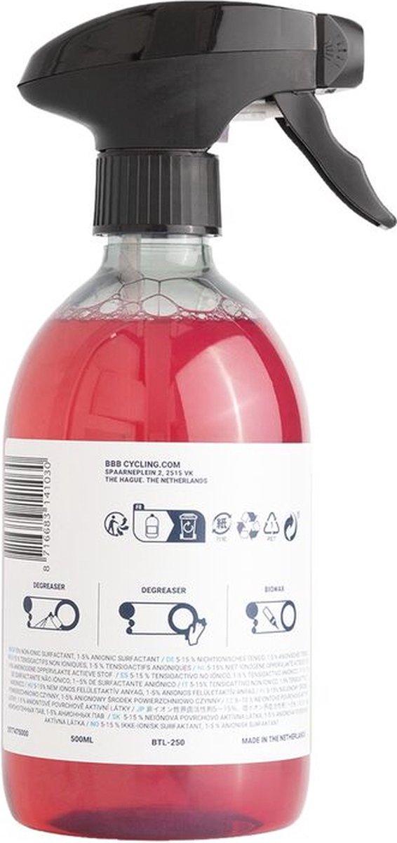 BBB Cycling Bio DriveTrain Cleaner Spray - Kettingreiniger Fiets - Plantaardige Ketting Ontvetter in Handige Spuitfles - Geschikt Voor Ketting, Cassette en Aandrijfonderdelen - 500ml - BTL-250S van BBB Cycling — afbeelding 5