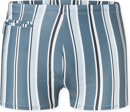 Short de bain Schiesser avec fermeture éclair en tissu tricoté à rayures recyclées - bleu atlantique - Aqua