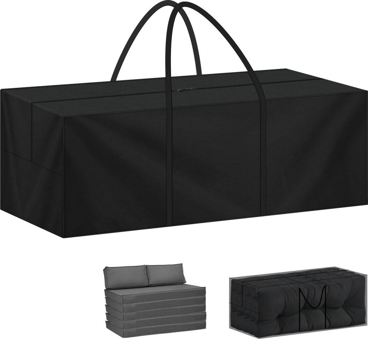 Opbergtas XXL 200x60x80 cm voor tuinkussens en kerstbomen, gemaakt van waterdichte 420D Oxford-stof.