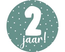 20 Stickers 2 Jaar Groen - verjaardag - dreumes - peuter - traktatie - kinderdagverblijf - gastouder - jarig