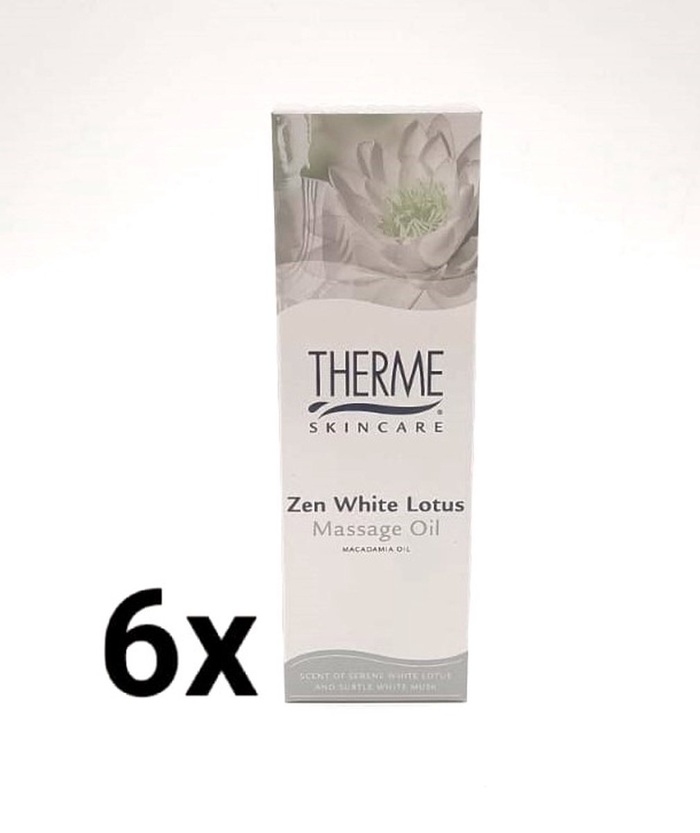 Goedkoopste Therme Massage Olie - Zen White Lotus - 125 ml - Voordeel Verpakking - 6 Stuks