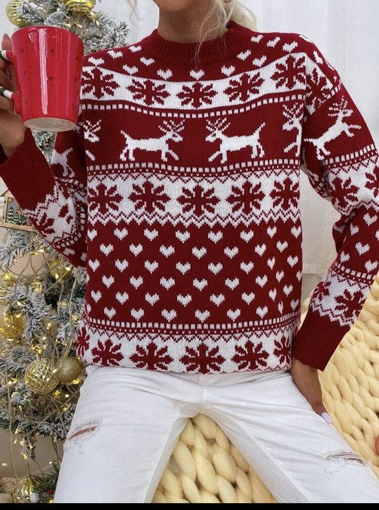 Giggling Getup Lelijke trui voor dames, gebreide kersttrui met Rudolph rendiertrui, Zwart, M