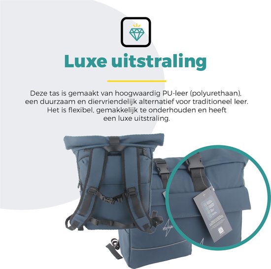 Twee donkerblauwe Voltano fietstassen op een rij.
