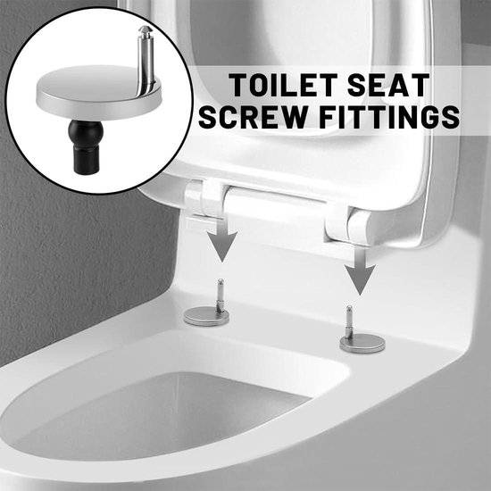 4 stuks wc-brilschroeven, wc-bril, bevestiging, toiletbril, dekselschroeven, universele toiletbril, bevestigingsset schroeven, pluggenset voor toilet, bovenmontage, scharnier, accessoires