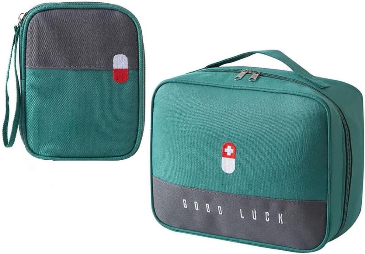 Goedkoopste 2 stuks medicijntas, grote capaciteit, medische noodtas, leeg, waterdicht, voor thuis, kantoor, reizen, outdoor, draagbare zorgtas, reis-apotheektas, eerste,groen