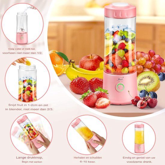 Draagbare Blender voor Verse Smoothies en Shakes - Krachtige Personal Smoothie Maker - Compact en Draagbaar Design - Makkelijk te Reinigen - Veilig in Gebruik - Ideaal voor Thuis en Onderweg — afbeelding 5