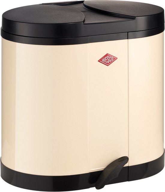 Pedaalemmer - 2 Vakken - Eco verzamelaar 170 - Wesco - afvalvolume 30 (2 x 15) liter - Amandel