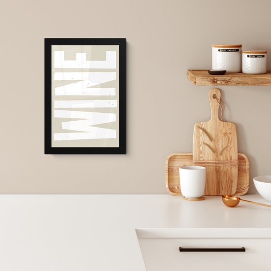 Fotolijst inclusief poster - Posterlijst 20x30 cm - Posters - Wine - Japandi - Vintage - Wit - Foto in lijst - Keuken decoratie muur - Wanddecoratie accessoires - Muurdecoratie - Schilderijen