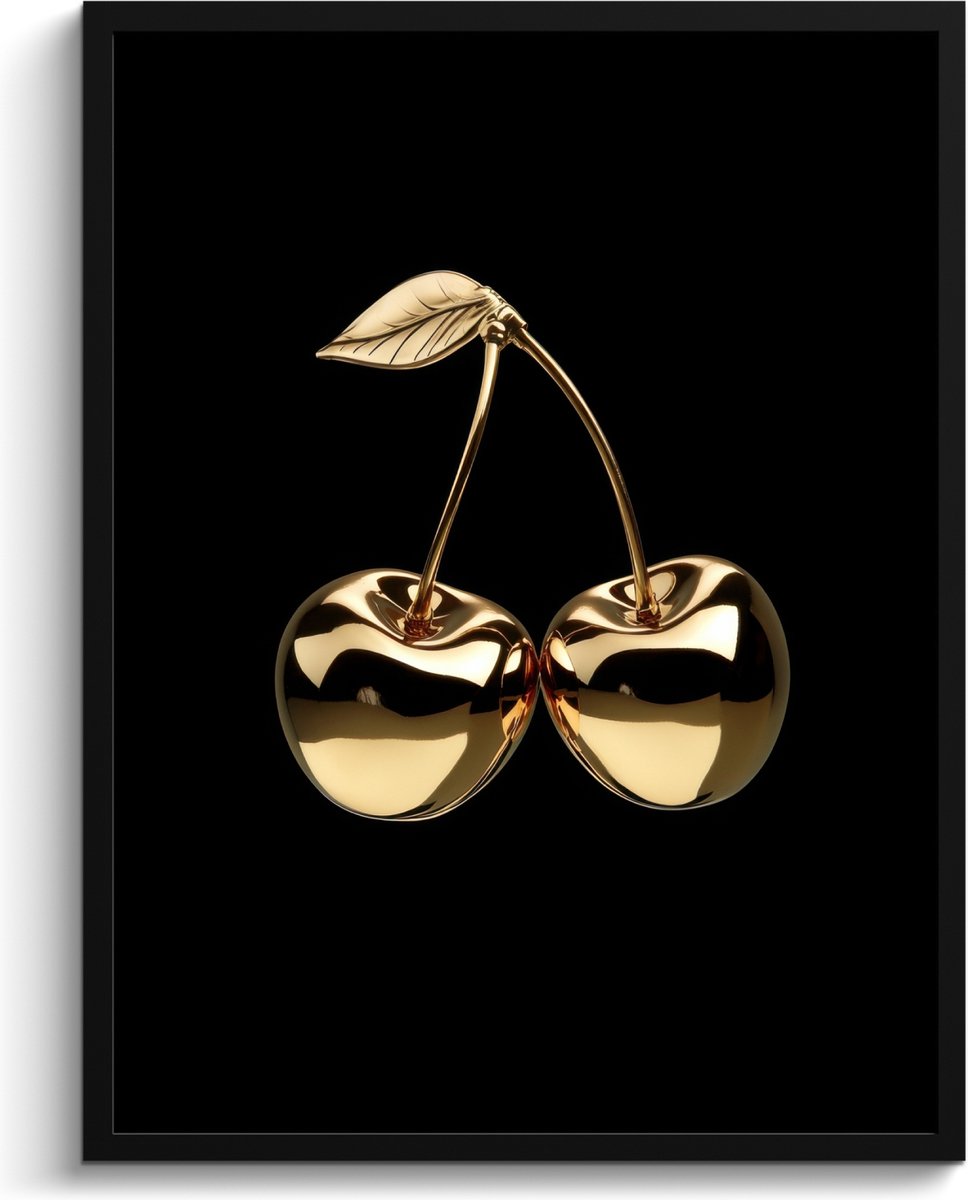 FrameYourWall Fotolijst inclusief poster - Posterlijst 60x80 cm - Posters - Kersen - Zwart - Goud - Chrome - Foto in lijst - Keuken decoratie muur - Wanddecoratie accessoires - Muurdecoratie - Schilderijen