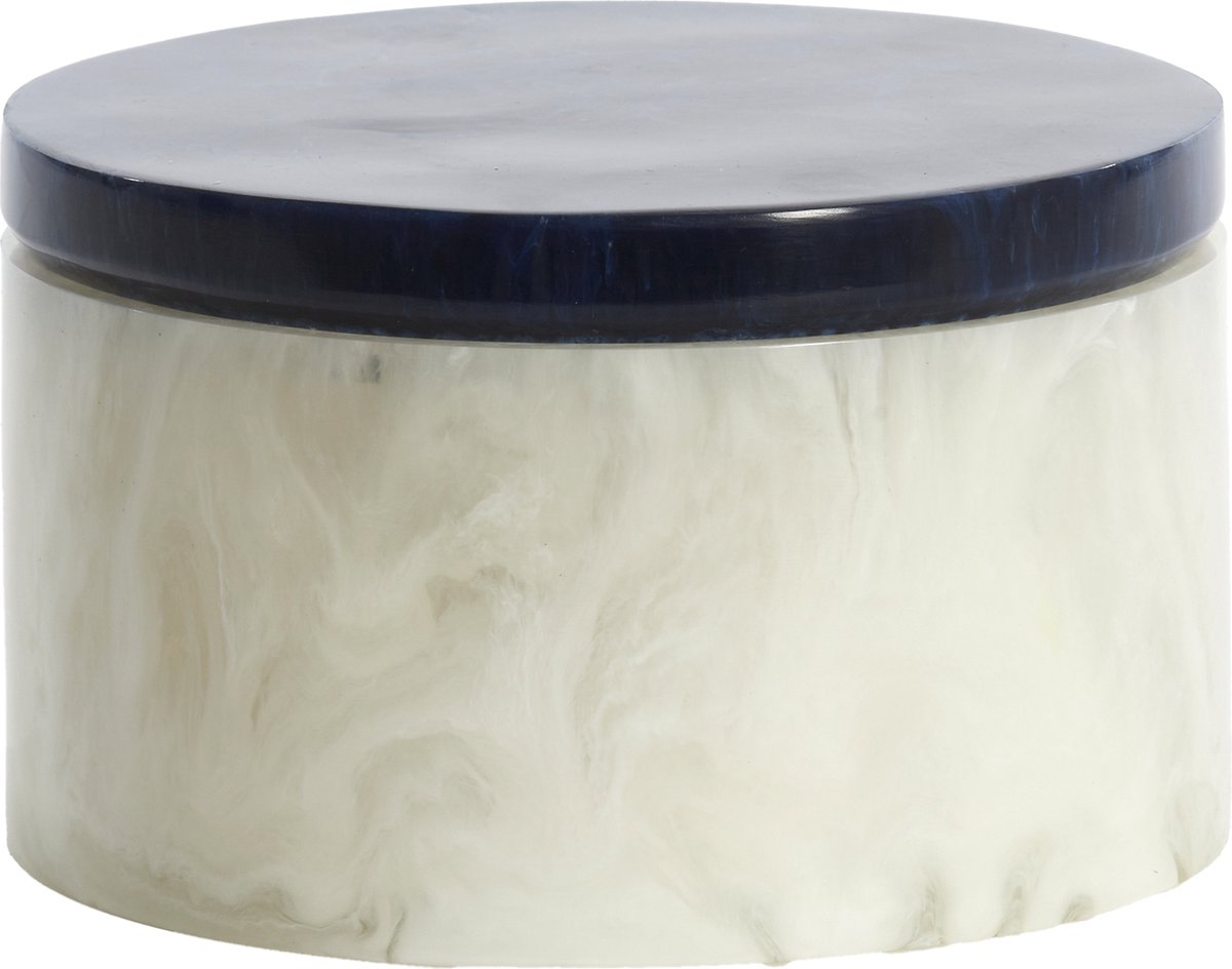 Light&living Deco box+deksel Ø19x11,5 cm KELIMUTU wit+blauw