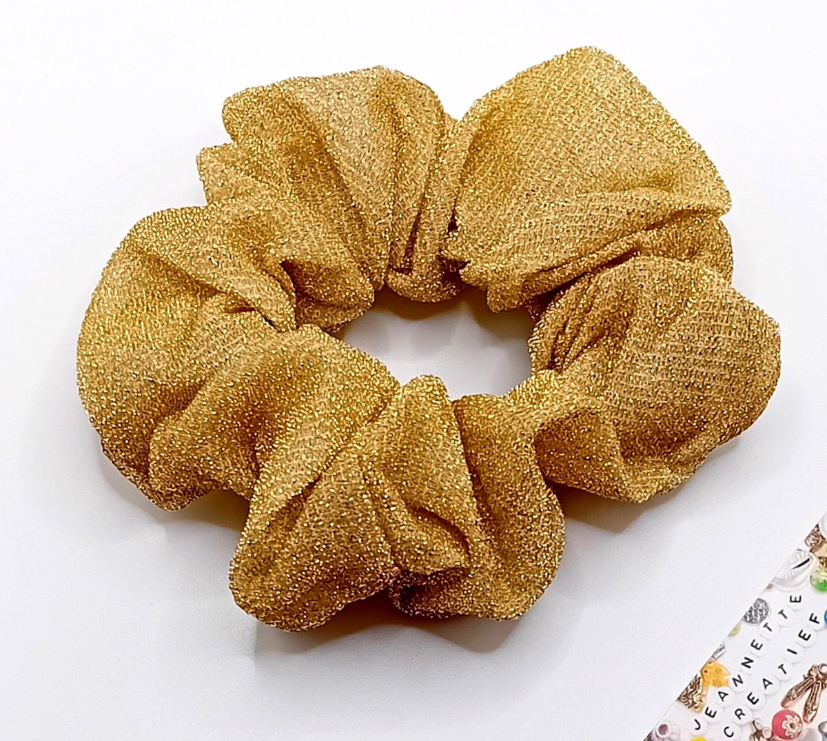 Jeannette-Creatief® - Scrunchie - Goud & Glitter Scrunchie - Scrunchie - Feest - Party - Gouden Scrunchie - Goud - Glitter - Haarsieraad - Haarelastiek – Scrunchies