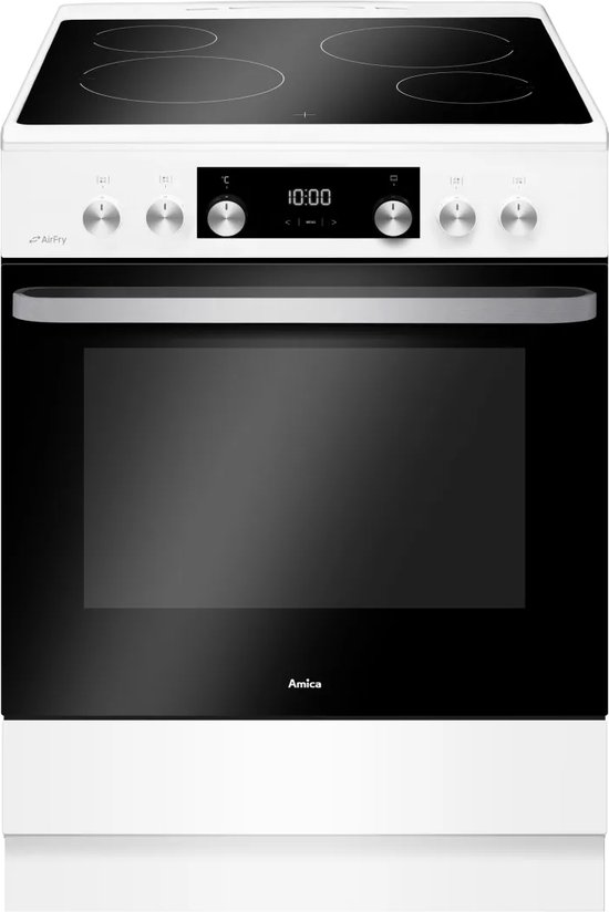 Poêle Vitrocéramique Amica avec Airfry ACV7005RB - 50 cm L - 77 L - 4 brûleurs - Catalyse - Rails télescopiques - Classe A - Wit