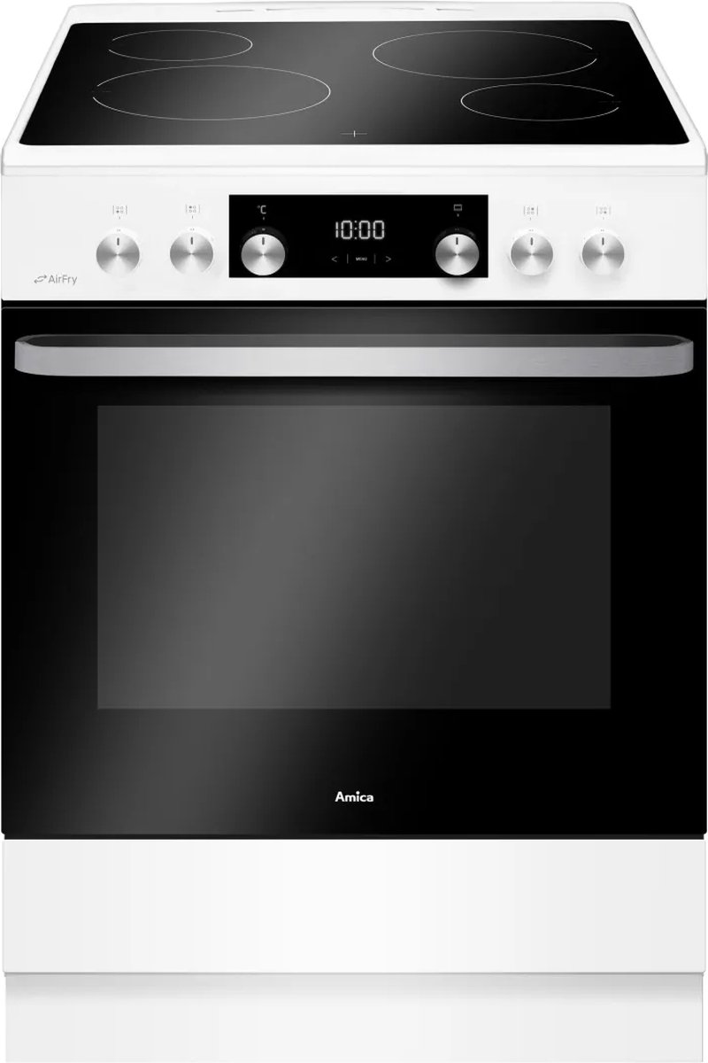 Amica Vitrokeramisch Fornuis met Airfry ACV7005RB - 60 cm B - 77 L - 4 pitten - Katalyse - Telescopische rails - Klasse A - Wit