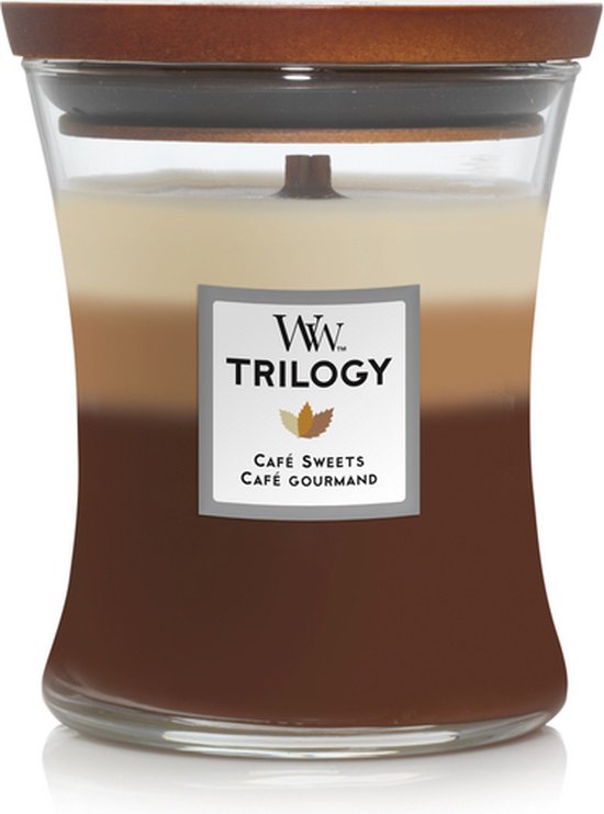 Woodwick Hourglass Trilogy Medium Geurkaars - Cafe Sweets - 60 branduren