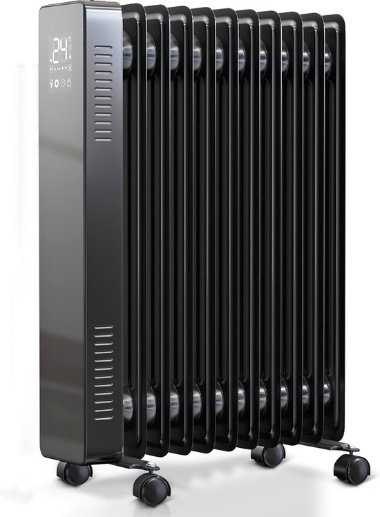 Rooal Olieradiator - Oliegevulde Radiator - Elektrische - Kachel - Verwarming - Heater - Zwart - 2000 Watt - Verrijdbaar