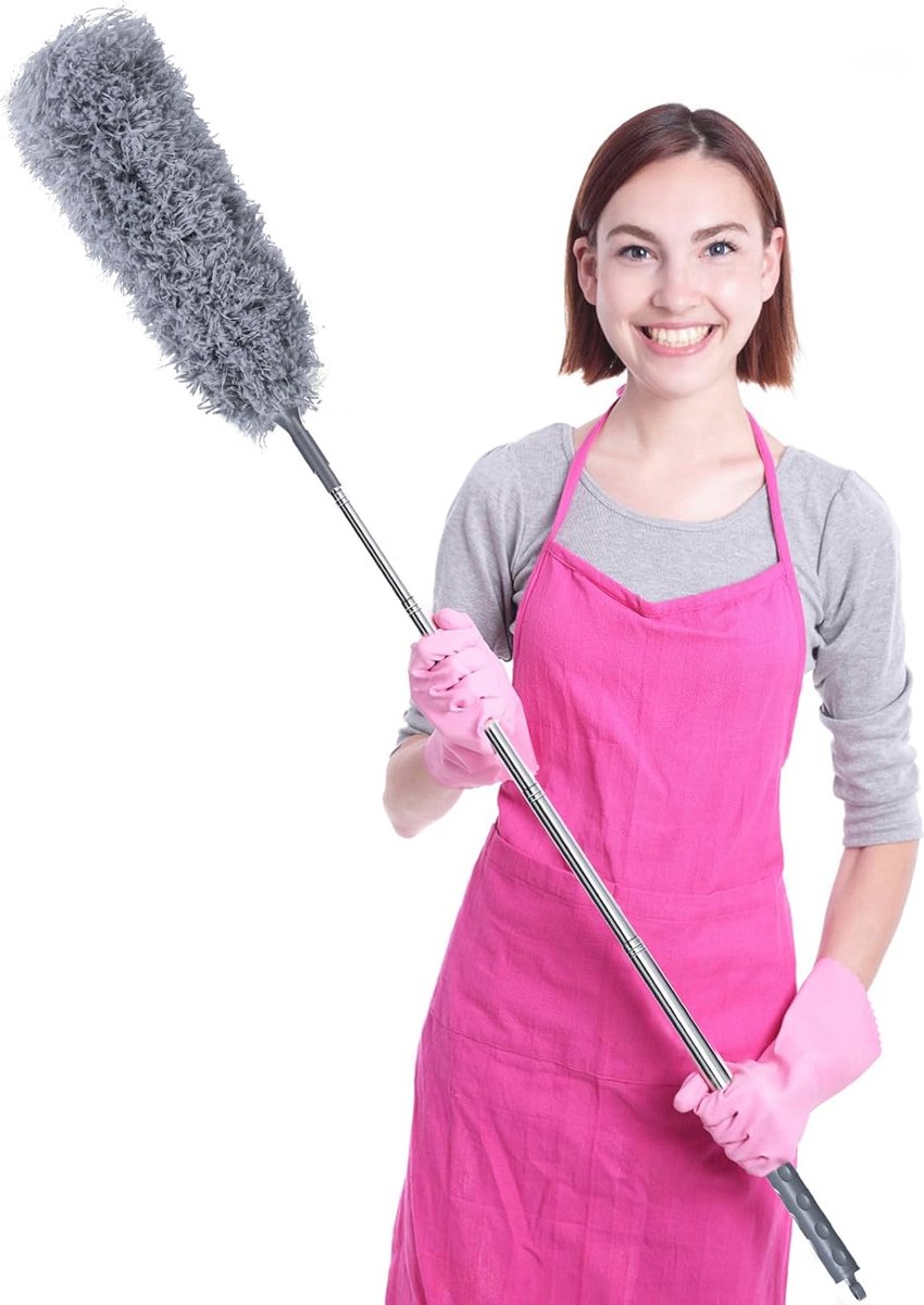 Goedkoopste Telescopische Microvezel Stofdoek met Buigbare Hoekbezem - Tot 250 cm Lengte, Wasbaar