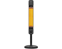 LUXEVA Smart Jet Black FR WIFI 2500 WATT-Designed by Step&Stones hoveniers- Elektrische Terras Verwarming-Bedienen via je Mobiel / WIFI - Binnen en Buiten- Staand Infrarood Kachel - Zwart -Timer+6 Instelbare Warmtes -Timer-Gratis Beschermhoes erbij !