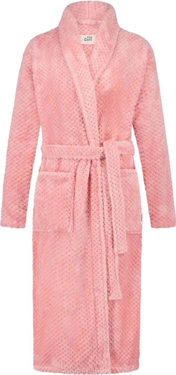 Dames Badjas Fleece - roze badjas stippen - maat L