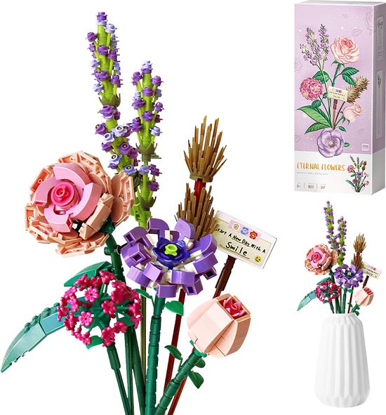 Cadeau Créatif Adulte Enfant Bouquet De Fleurs Artificielles FANGZHE En Briques - 1657 Pièces - Décoration Bureau Ou Maison - DIY Créatif Lego Disney
