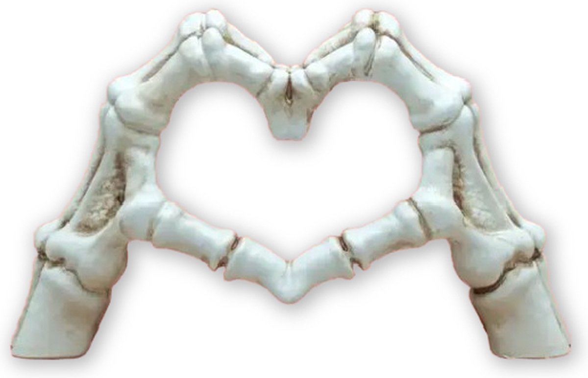 Mauropet® - LoveSign Handen - Beeld Skelet Wit - Halloween - Polyresin - UNIEK!