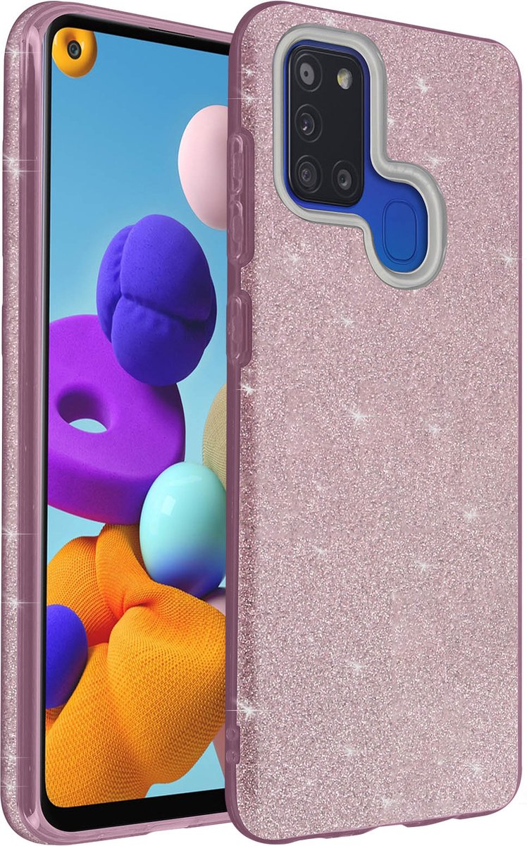 Geschikt voor Samsung Galaxy A21s Ring-Hoesje Bi-materiaal Video-steun rood