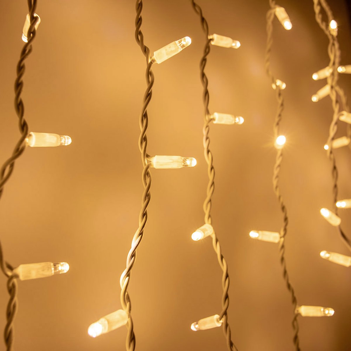 Lichtgordijn koppelbaar wit | 24 meter 3600 LEDs | 2200K extra warm wit | rubber