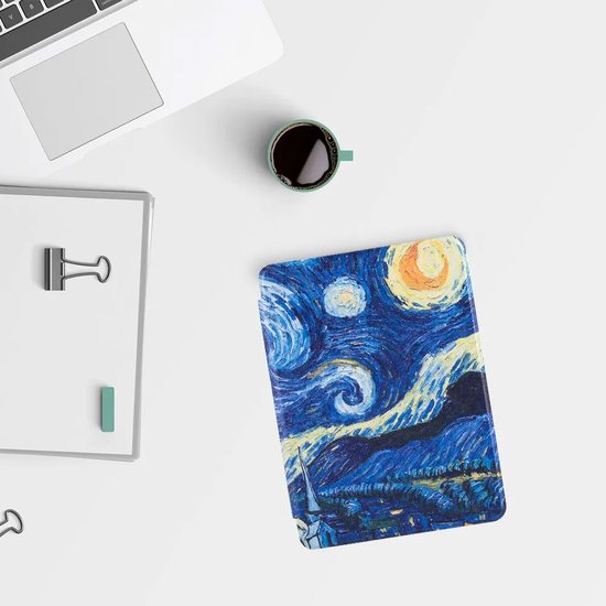 Lunso - Geschikt voor Kobo Glo / Glo HD / Touch 2.0 hoes (6 inch) - sleep cover - Van Gogh Sterrennacht — afbeelding 2