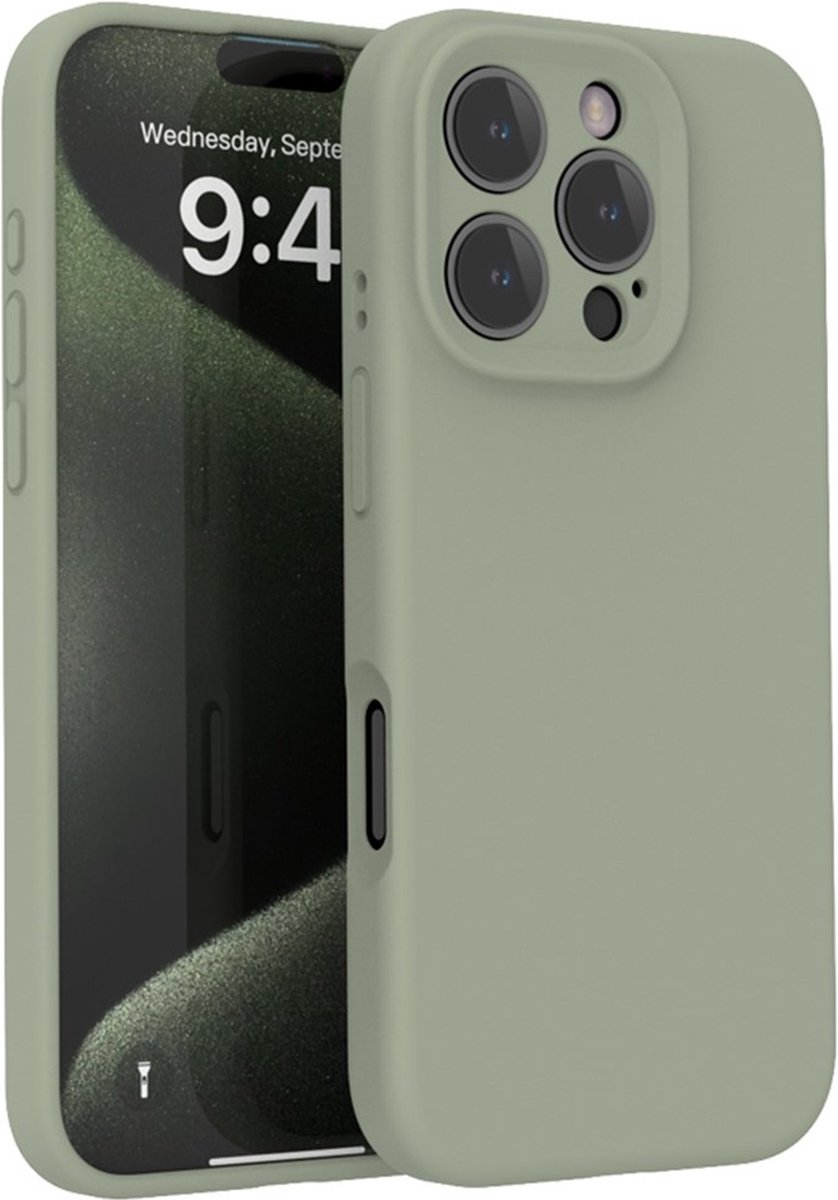 Lunso Geschikt voor iPhone 16 Pro Max hoesje - Flexibel siliconen Backcover - Basil Groen