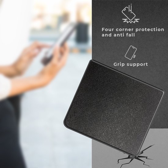 Lunso Geschikt voor Kobo Libra Colour hoes (7 inch) - Vegan Saffiano Leren sleepcover - Zwart — afbeelding 4