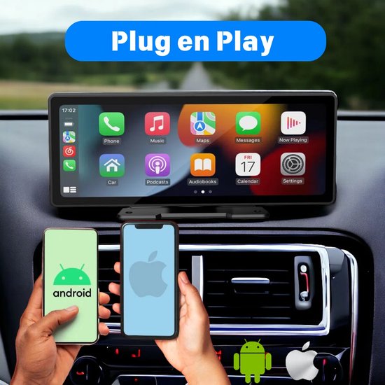 Carplay Scherm - Touchscreen - Navigatiesysteem Auto - Voor Apple & Android - Carplay Draadloos - Multimedia Autoradio - 10 Inch